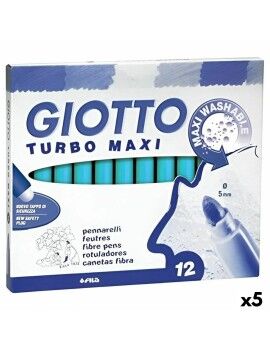 Conjunto de Canetas de Feltro Giotto Turbo Maxi Azul celeste (5 Unidades)