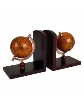 Boekensteun Alexandra House Living Castanho Metal ABS Madeira MDF Globo Terrestre 9 x 16 x 15 cm