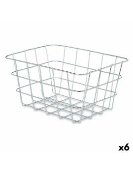 Cesta Multiusos Plateado Metal 24 x 12,5 x 18,5 cm Rectangular (6 Unidades)