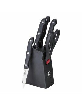 Juego de Cuchillos de Cocina y Soporte San Ignacio SG-4181 Negro Acero Inoxidable 6 Piezas