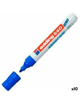 Rotulador para Pizarra Edding 661 Pizarra blanca Azul Blanco (10 Unidades)