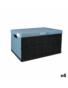 Caja plegable Tontarelli Plástico 62 L Azul Negro Pizarra 59,5 x 39 x 31,5 cm (6 Unidades)