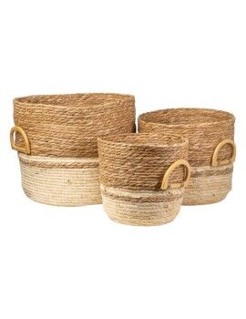 Conjunto de Cestos Romimex Bege Fibra natural 40 X 35 X 40 CM