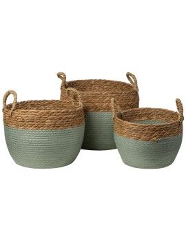 Juego de Cestos Romimex Turquesa Fibra natural 32 x 25 x 32 cm 3 Piezas