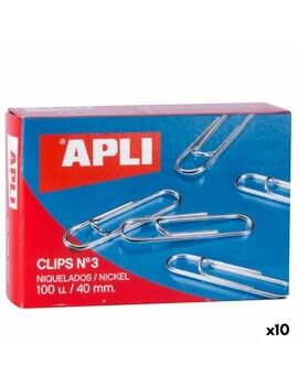 Clips Apli Nº 3 Níquel 40 mm (10 Unidades)