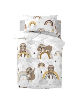 Conjunto de capa de edredom HappyFriday Moshi Moshi Sleepy Sloth Multicolor Berço de Bebé 2 Peças