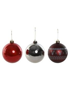 Bolas de Natal Home ESPRIT Vermelho Prateado Polietileno 21,5 x 21,5 x 22,5 cm (15 Peças)