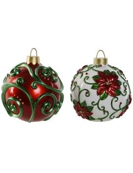 Bola de Natal Home ESPRIT Vermelho Verde Resina 24 x 24 x 28 cm (2 Unidades)