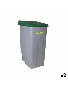 Cubo de Basura con Ruedas Denox 110 L Verde 58 x 41 x 89 cm (2 Unidades)