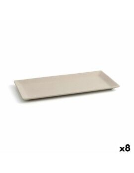 Bandeja de Aperitivos Quid Mineral Gres Beige Cerámica 15 x 30 cm (8 Unidades)