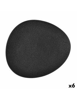 Prato de Jantar Bidasoa Fosil Preto Cerâmica Oval 28 x 24,8 x 2,5 cm (6 Unidades)