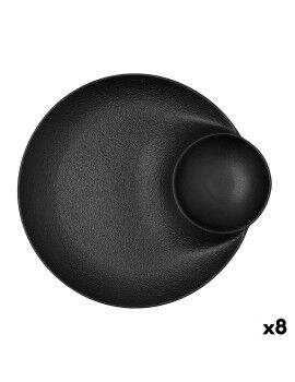 Plato Hondo Bidasoa Fosil Negro Cerámica 27,5 x 25,7 x 3,6 cm (8 Unidades)