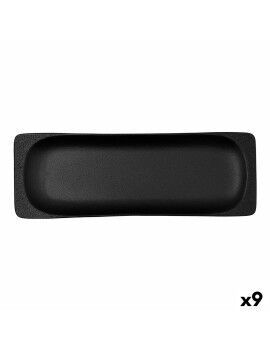 Bandeja de Aperitivos Bidasoa Fosil Negro Cerámica Alúmina 36 x 12,7 x 2,9 cm (9 Unidades)