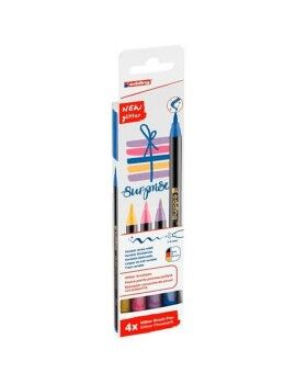 Set de Rotuladores Edding 1340 Brush Multicolor Purpurina Estuche 4 Piezas