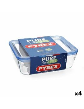 Fiambrera Hermética Pyrex Pure Glass Transparente Vidrio (2,6 L) (4 Unidades)