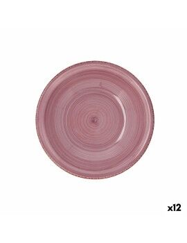 Plato Hondo Quid Vita Peoni Cerámica Rosa Ø 21,5 cm (12 Unidades)