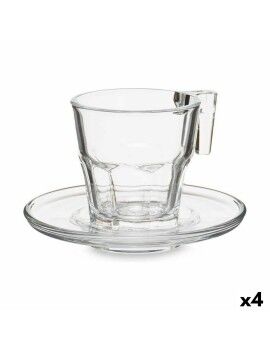 Juego de 6 Tazas con Plato Casablanca Transparente Vidrio 4 Unidades (70 ml)