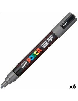 Rotulador de tinta acrílica POSCA PC-5M Cinzento escuro 1,8-2,5 mm (6 Unidades)