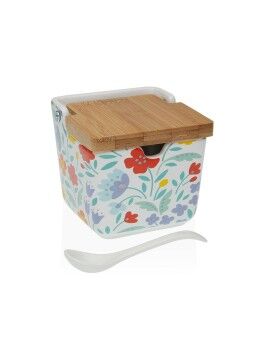 Saleiro com Tampa Versa Flandes Bloemen Cerâmica 8,8 x 8,5 x 8,8 cm