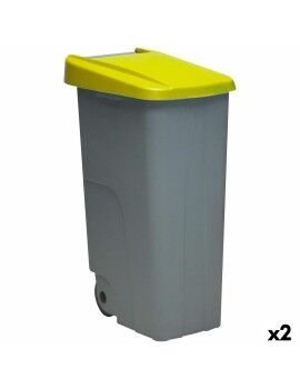 Cubo de Basura con Ruedas Denox 110 L Amarillo 58 x 41 x 89 cm