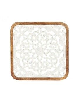 Decoração de Parede Branco Castanho Madeira de mangueira Mandala 90 x 90 x 3 cm