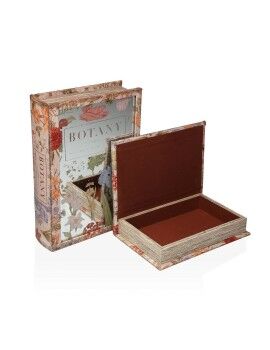 Jogo de Caixas Decorativas Versa Botany Tela Madeira MDF Livro 7 x 21 x 30 cm