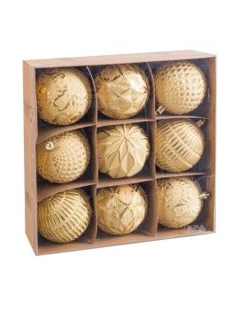 Bolas de Navidad Dorado Plástico Ø 8 cm 24 x 24 x 8 cm (9 Unidades)