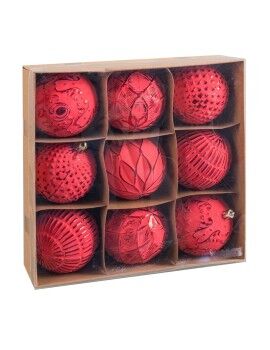 Bolas de Natal Vermelho Plástico Ø 8 cm 24 x 24 x 8 cm (9 Unidades)