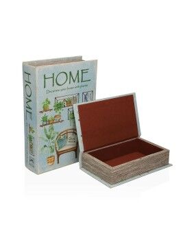 Jogo de Caixas Decorativas Versa Home Tela Madeira MDF Livro 7 x 27 x 18 cm