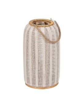 Lanterna Bege Natural Bambu Cristal 25 x 25 x 45 cm