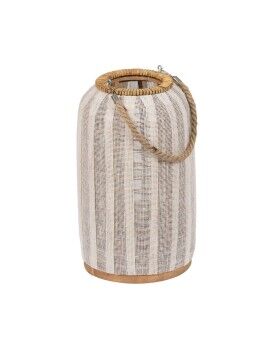 Lanterna Bege Natural Bambu Cristal 22 x 22 x 38 cm