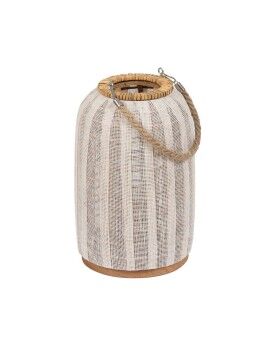 Lanterna Bege Natural Bambu Cristal 20 x 20 x 33 cm