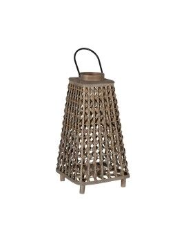 Lanterna Cinzento Bambu Cristal 30 x 30 x 56 cm