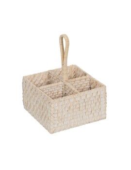 Cesto para talheres Branco Bambu Rotim 19 x 19 x 27 cm