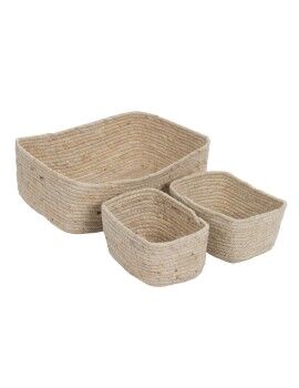 Cesta Multiusos Natural Junco 35 x 25 x 12 cm (3 Peças)