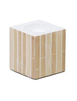 Castiçais Bege Bambu Madeira MDF 10,5 x 10,5 x 10,5 cm