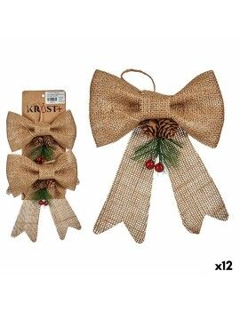 Conjunto de Decorações de Natal Castanho Vermelho Verde Fibra natural 14 x 3 x 19 cm Laço (12...