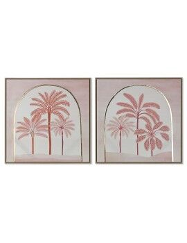 Cuadro Home ESPRIT Beige Coral Palmeras Colonial 60 x 2,5 x 60 cm (2 Unidades)