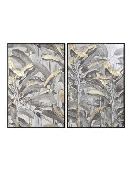 Pintura Home ESPRIT Verde Bege Dourado Tropical 83 x 4 x 123 cm (2 Unidades)