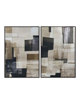 Cuadro Home ESPRIT Negro Beige Abstracto Urbano 83 x 4 x 123 cm (2 Unidades)