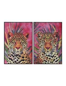 Cuadro Home ESPRIT Leopardo Tropical 83 x 3,8 x 123 cm (2 Unidades)