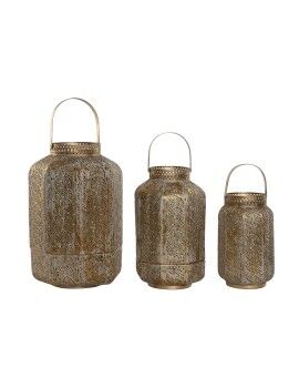 Set de Portavelas Home ESPRIT Dorado Metal 25 x 25 x 40 cm