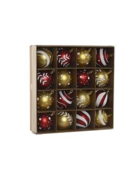 Bolas de Natal Home ESPRIT Vermelho Dourado PVC 25 x 6 x 25 cm (16 Peças)