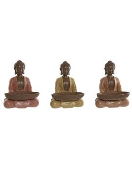 Figura Decorativa Home ESPRIT Laranja Coral Lima Resina Buda Oriental 19,5 x 16 x 25,5 cm (3...