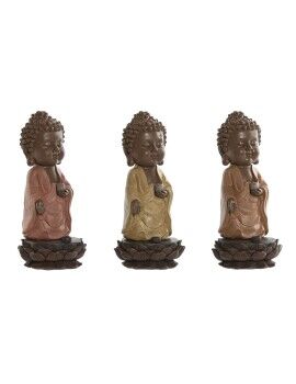 Figura Decorativa Home ESPRIT Castanho Laranja Coral Lima Resina Buda Oriental 9 x 9 x 21 cm (3...