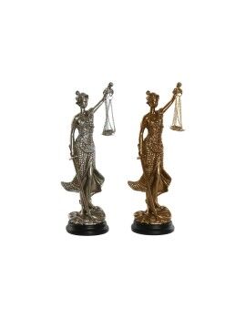 Figura Decorativa Home ESPRIT Dourado Prateado Resina 8,5 x 7,5 x 25 cm (2 Unidades)