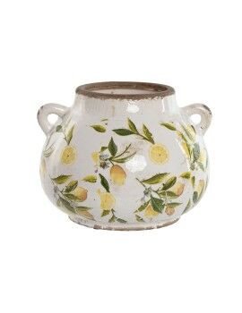 Vaso Home ESPRIT Amarelo Branco Castanho Grés Limão 21 x 20 x 16 cm