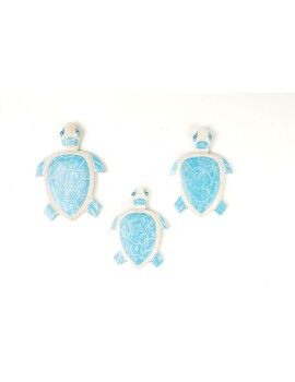 Decoración de Pared Romimex Azul Tortuga 20 x 7 x 14 cm 3 Piezas