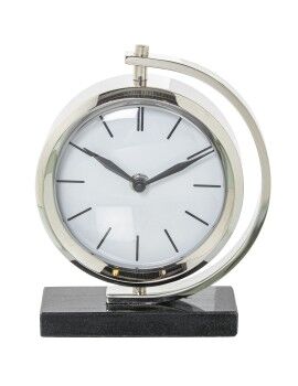 Reloj de Mesa Alexandra House Living Negro Plateado Metal Mármol 20 x 16 x 5 cm