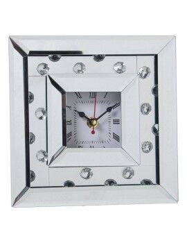 Reloj de Mesa Alexandra House Living Plateado Madera Cristal 20 x 20 x 5 cm